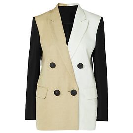 Petar Petrov Blazer Oversized en Lin Colourblock Noir Blanc Beige