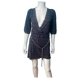 Sessun Sessùn Navy Blue Striped Summer Dress Dark blue