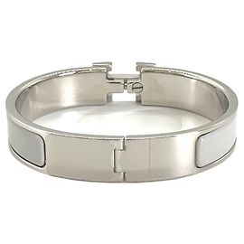 Bracciale Hermès Click H in Grigio e Bianco Marrone Bianco