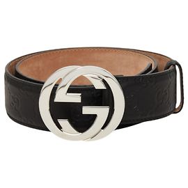 Cinto Gucci Guccissima com fivela Interlocking G GG Preto