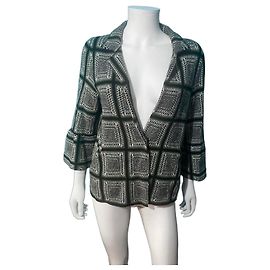 Anthropologie Checkered Knit Jacket