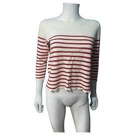 SéZane Jersey de punto a rayas blanco y rojo Blanco Roja