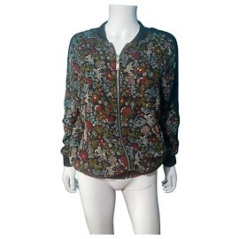 IKKS Bomberjacke mit Blumenprint Schwarz Rot Blau Mehrfarben Grün