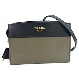 Borsa a tracolla bicolore Prada Esplanade Nero Cachi