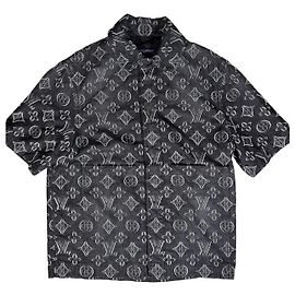 Camisa Louis Vuitton Denim Negro Bordados Monogram All-Over Talla M Gris Gris antracita