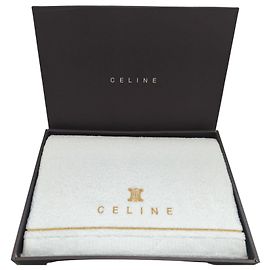 Céline Celine White Cotton Bath Towel White