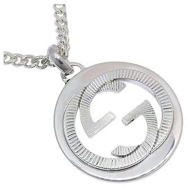 Pingente de elos de corrente Interlocking G gravado Gucci em prata esterlina Large Prata