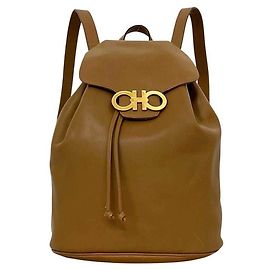 Mochila em couro marrom e camel Salvatore Ferragamo Marrom Camelo