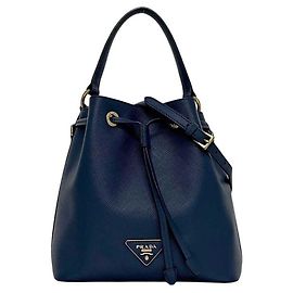 Borsa a tracolla Prada in pelle Saffiano Azzurro Blue Blu