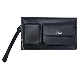 Bolsa de mão tri-fold Versace preta Preto
