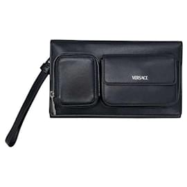 Versace Black Tri-Fold Clutch Bag Black