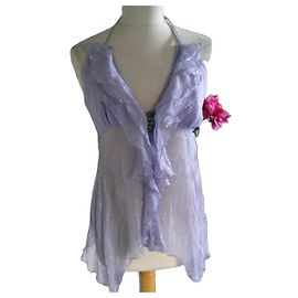 inconnue Lavender Silk Ruffled Mini Dress Lavender