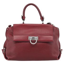 Salvatore Ferragamo Sofia Satchel Leather Medium Red