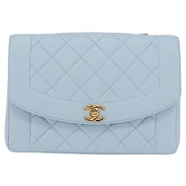 Chanel Vintage Diana Flap Quilted Lambskin Small Bleu