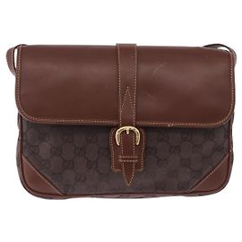 Bolsa de Ombro com Aba Gucci em Lona GG e Couro Marrom