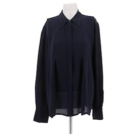 Louis Vuitton Camicia blu navy in seta e pizzo Blu navy
