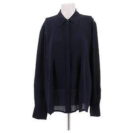 Louis Vuitton Camisa azul marinho em seda e renda Azul marinho
