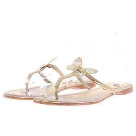 Fendi Gold Leather Sandals Size 38 Golden