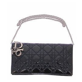 Pochette Lady Dior en cuir verni Noir