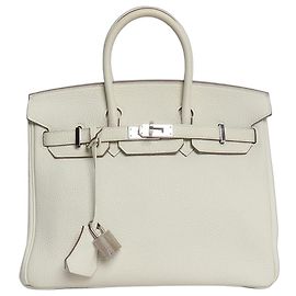 Hermès mala Birkin 25 em Togo branco com hardware de paládio Branco
