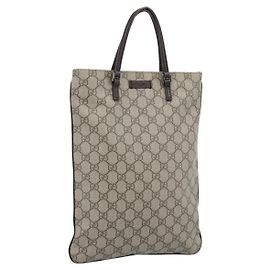 GUCCI GG Supreme Hand Bag PVC Beige Silver 117551 Autre