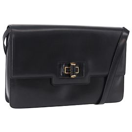 Bolsa de ombro GUCCI em couro preto e dourado Outro