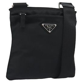 PRADA Shoulder Bag Nylon Black Silver Other
