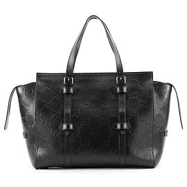 Gucci Black Leather Tote Bag Black
