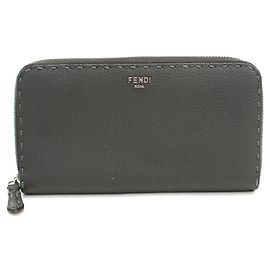 Fendi Gray Long Wallet Brown