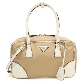 Prada 2WAY Re-Nylon Handbag Beige