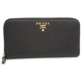 Prada Long Wallet in Black Leather Black