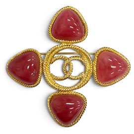 Chanel Vintage 28 Gripoix Brosche Rot Golden