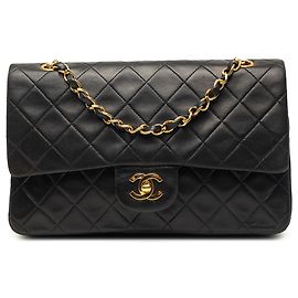 Chanel Black Medium Classic Lambskin Double Flap Noir