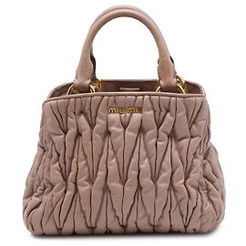 Bolsa Satchel Miu Miu em Nappa Matelassé castanha Marrom Carne