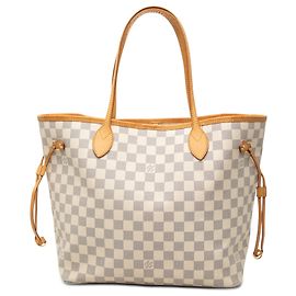 Louis Vuitton White Damier Azur Neverfull MM Branco