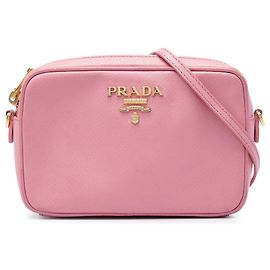 Prada Mini Bolsa Camera Lux em Saffiano Rosa Rosa