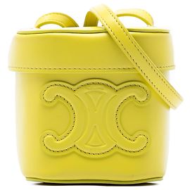 Céline Celine Sac Box Cuir Triomphe Petit en Veau Jaune Jaune