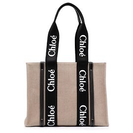 Chloé Beige Medium Canvas Woody Tote Beige