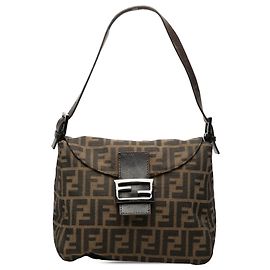 Fendi Brown Zucca Canvas Double Flap Mamma Marron