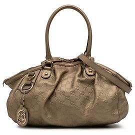 Bolsa Satchel Gucci Brown Guccissima Sukey Marrom Bronze