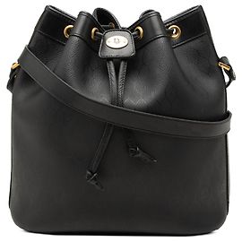 Dior Black Honeycomb Coated Canvas Drawstring Bucket Bag Black