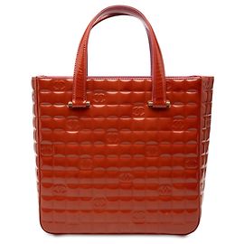 Chanel Orange CC Chocolate Bar Patent Tote Orange