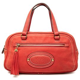 LOEWE Red Nubuck Anagram Madrid Fringe Handtasche Rot