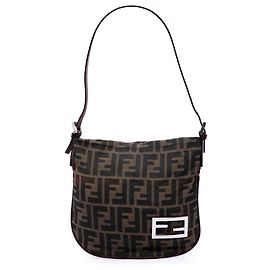 Bolsa de Ombro Fendi Brown Zucca Canvas Marrom