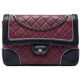 Chanel Red Paris Salzburg Medium Bicolor Quilted Lambskin Tyrolean Flap Rouge Autre