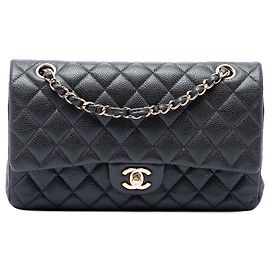 Chanel Black Medium Classic Caviar Double Flap Nero