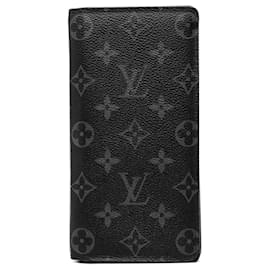 Louis Vuitton Black Monogram Eclipse Brazza Long Wallet Black