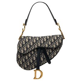 Borsa Saddle Dior in tela Oblique blu Blu