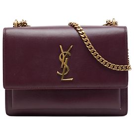 Saint Laurent Red Medium Calfskin Monogram Sunset Crossbody Vermelho Bordeaux