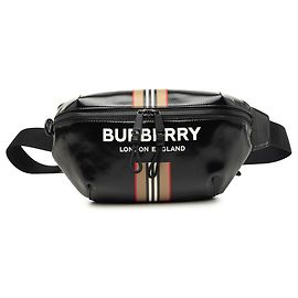 Burberry Black Coated Canvas Icon Stripe Sonny Belt Bag Black